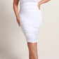 Soft Luxe Ruched Midi Dress - WHITE