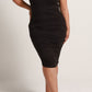 Soft Luxe Ruched Midi Dress - BLACK